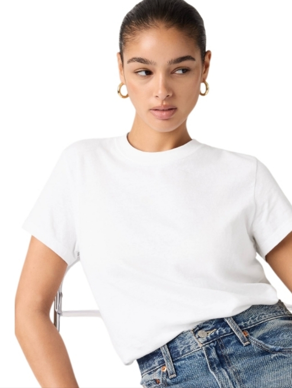 Club Monaco Pure Cotton White Crewneck Short Sleeve Tee